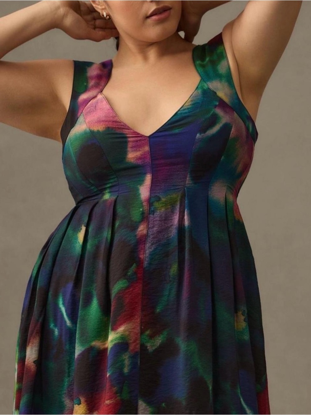 Anthropologie Multicolor Watercolor V-Neck Maxi Dress Size 2X - Picture 8 of 8